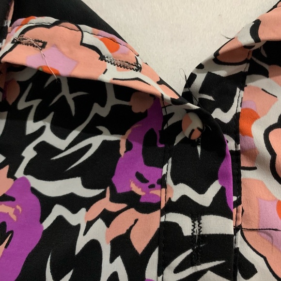 MELLODAY Black Oversized Dress with Pink and Purple Floral Print (XLG) - Picture 4 of 6